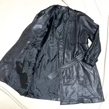 램 가죽 트렌치코트 양가죽 벨트 포함 빅 사이즈 블랙 남성용 L