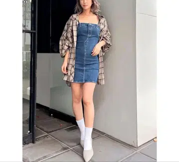 GYDA 다크 블루 데님 슬립 드레스