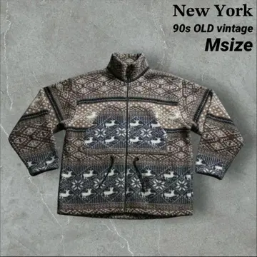 [좋은 패턴] NEW YORK 노르딕 무늬 플리스 자켓 플리스 새상품급