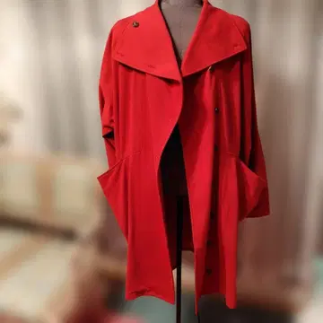 커다란 옷깃 2way 빨간색 롱 코트