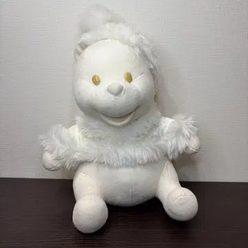 화이트 곰돌이 푸 봉제 인형 화이트 겨울 사양 후드 부착