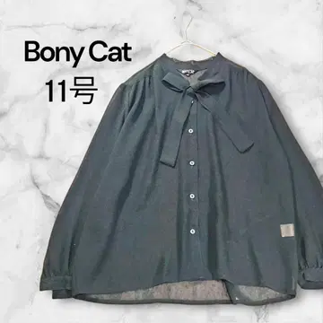 보니캣 긴팔 셔츠 긴팔 블라우스 리본 포함 루즈핏 블랙 11호