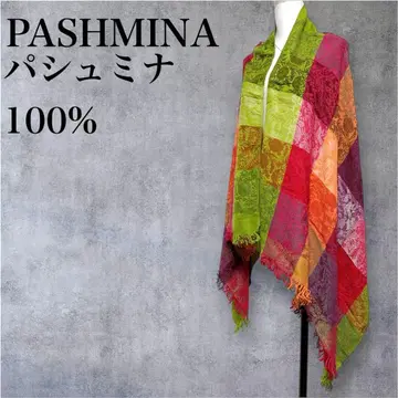 파슈미나 100% PASHMINA 멀티 컬러 체크 스톨 자카드