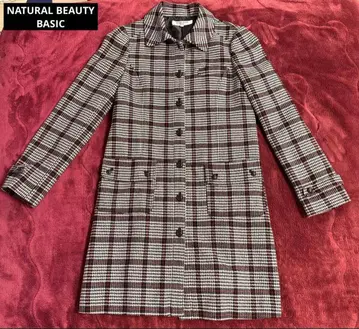 NATURAL BEAUTY BASIC 울 혼방 체크 무늬 코트 M