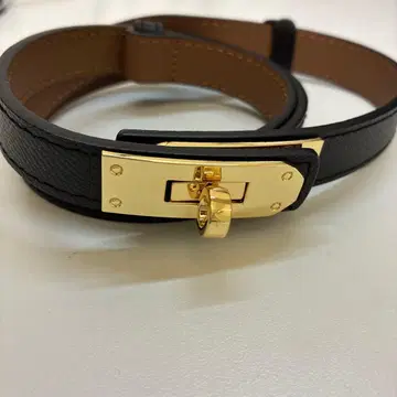 블랙 가죽 골드 금장 장식 벨트