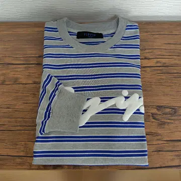 yipyip(입입) 보더 로고 긴팔 T셔츠 그레이 x 블루 L