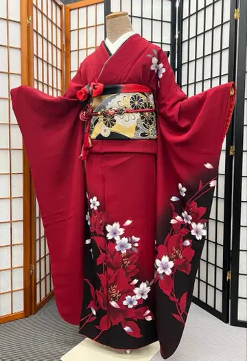 umean 성인식 순수 실크 후리소데 세트