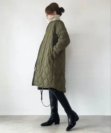 Emma Taylor 노카라 퀼팅 코트 카키