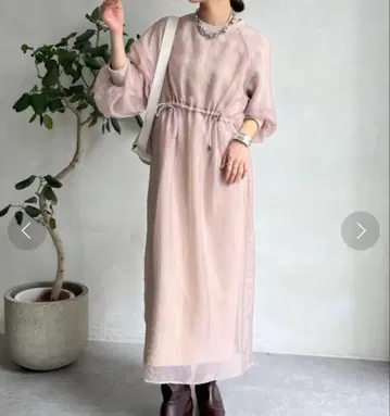 [ 새상품급 ] DouDou 긴팔 시어 원피스 레이어드 원피스 핑크