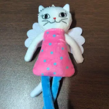 KALDI 화이트 고양이 축 늘어진 봉제 인형 키링