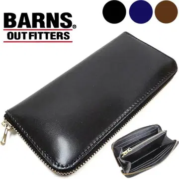 [ BARNS ] 장지갑 가죽 BLK LE-4318