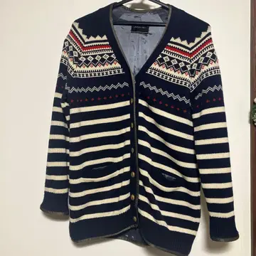 페어아일 패턴 니트 가디건