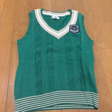 그린 V넥 니트 베스트