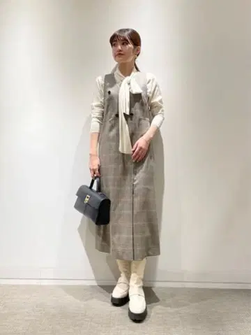 TOMORROWLAND 49,500엔 모달 글렌체크 오버롤 스커트