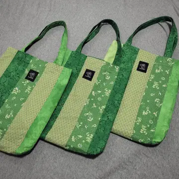 그린 컬러 패치워크 토트백 핸드메이드