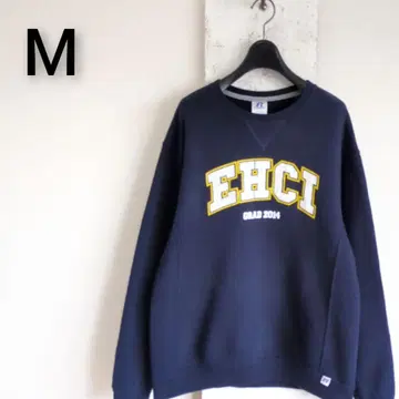 구제 의류 러셀 애슬레틱 맨투맨 패치 자수 네이비 EHCI M