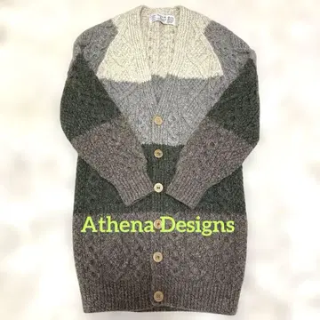 Athena Designs 케이블 짜임 니트 가디건 아일랜드 제