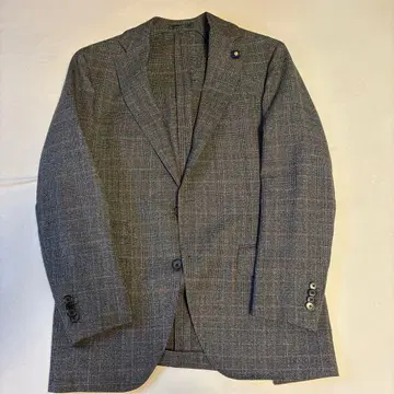 LARDINI 브라운 그레이 체크 테일러드 자켓 48