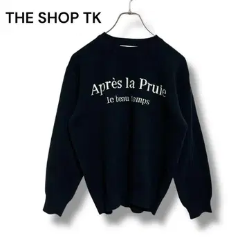 THE SHOP TK 로고 크루넥 니트 M 심플한 디자인 블랙