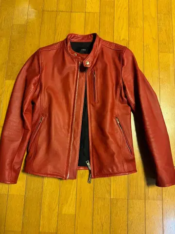 AKM 가죽 자켓 빨간색 스탠드 카라