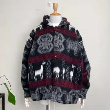 빈티지 에콰도르 니트 후드 자켓 구제 의류 울 후드티