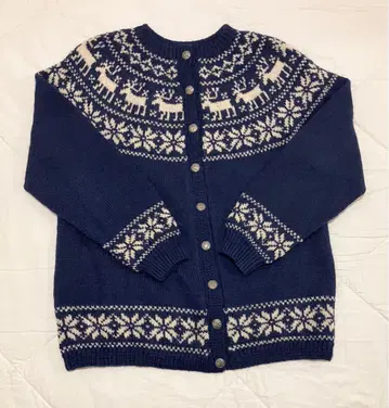 [노르웨이산] 노르딕 무늬 루돌프 울 티롤리안 가디건