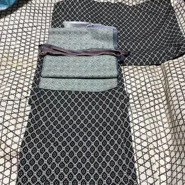 연습용 4점 (기모노, 오비, 오비 장식 천, 허리띠) 세트