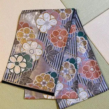 꽃무늬 후쿠로 오비 멀티 컬러 그린 오렌지 매실 후리소데용 f027