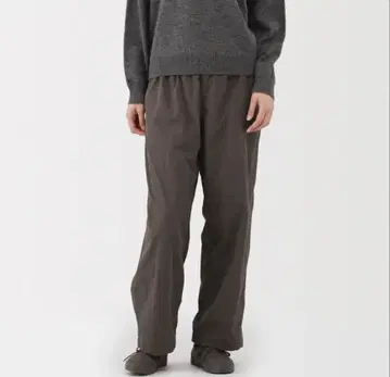 MUJI 여성 방풍 속기모 이지 팬츠 다크 브라운 M