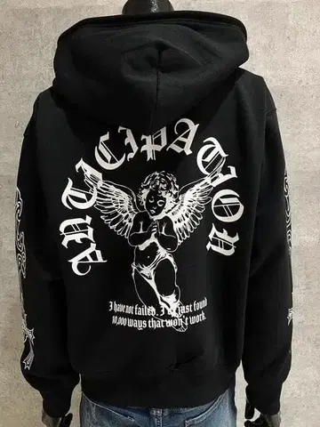 LIBERTE 엔젤 ZIP 후드티 블랙 L 빅 실루엣 천사