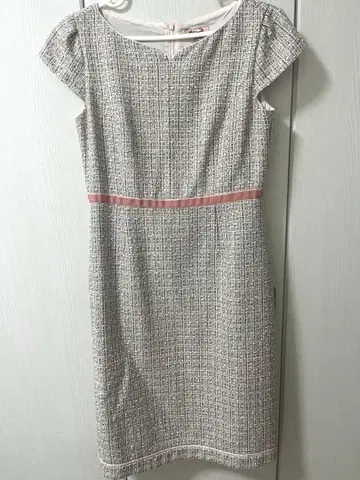 tocca 핑크 계열 트위드 반팔 무릎 기장 원피스