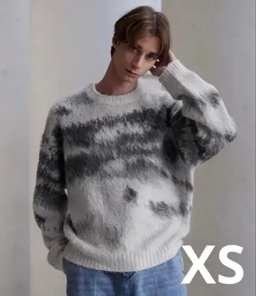 CLEL 알파카 블렌드 샤기 니트 라이트 그레이 계열 XS 미사용 새상품