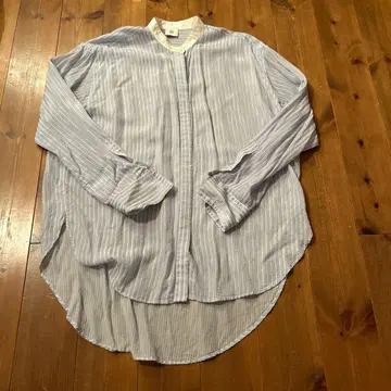 6/ROKU 록 유나이티드 애로우즈 스트라이프 밴드 카라 긴팔 셔츠