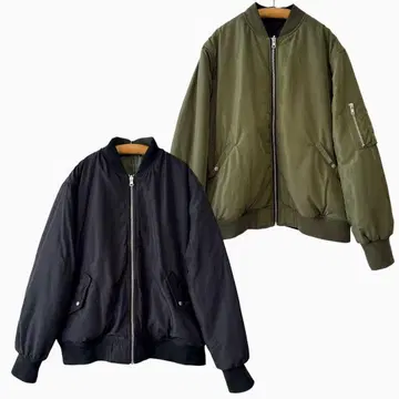 새상품급 어반 리서치 서니 레이블 충전솜 리버서블 MA-1 블랙 x 카키