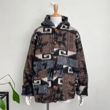 빈티지 에콰도르 니트 후드 자켓 구제 의류 울 후드티