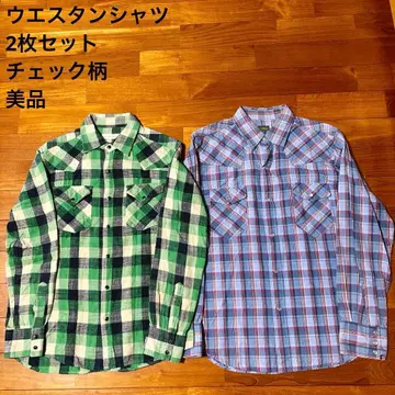 웨스턴 셔츠 2장 세트 M 사이즈 체크 무늬