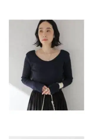 카미노 골지 풀오버 네이비 V넥 니트