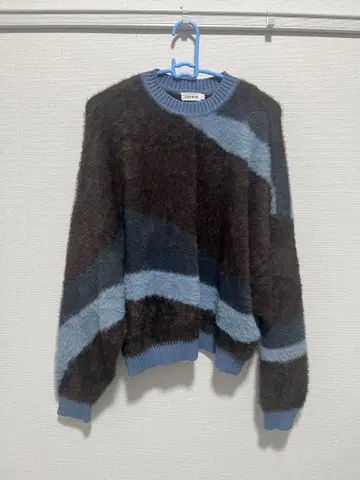 LEPSIM 샤기 니트 블루 x 브라운