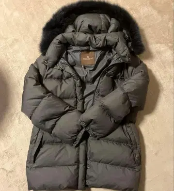 MONCLER 그레이 다운 자켓 퍼 포함