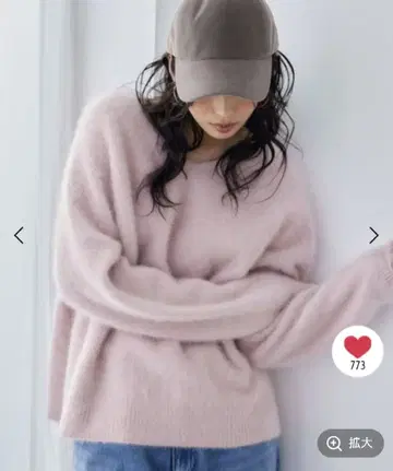 택 포함 미사용 새상품 Fox 캐시미어 풀오버 핑크