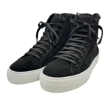 블랙 스웨이드 하이컷 스니커즈 지퍼 포함