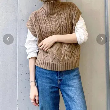 Ungrid/패치워크 케이블 니트 베스트