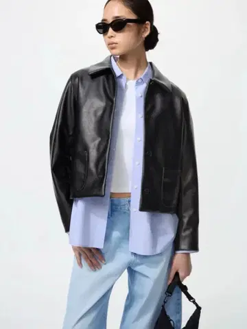 유니클로 코팅 숏 자켓