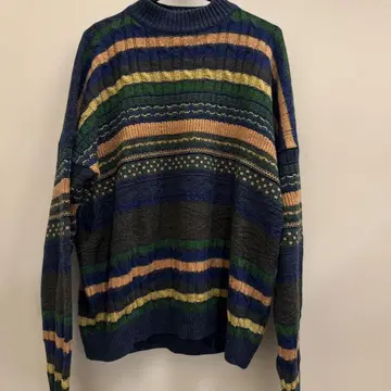 멀티 컬러 보더 무늬 니트 스웨터 L