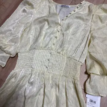 SNIDEL 연한 옐로우 컬러 퍼프 슬리브 원피스 새상품