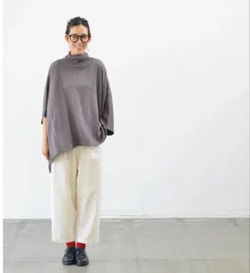 미즈이로 인드 오버 사이즈 터틀넥 니트 그레이