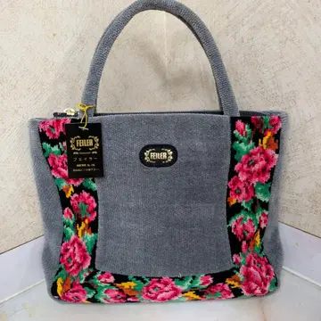 FEILER 플라워 자수 토트백 그레이