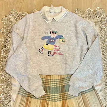 80-90년대 카라 부착 자수 스케이터 맨투맨 트레이닝복 구제 빈티지