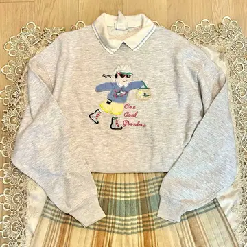 80-90년대 카라 부착 자수 스케이터 맨투맨 트레이닝복 구제 빈티지