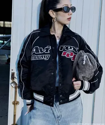 Avirex moussy 블랙 바시티 자켓